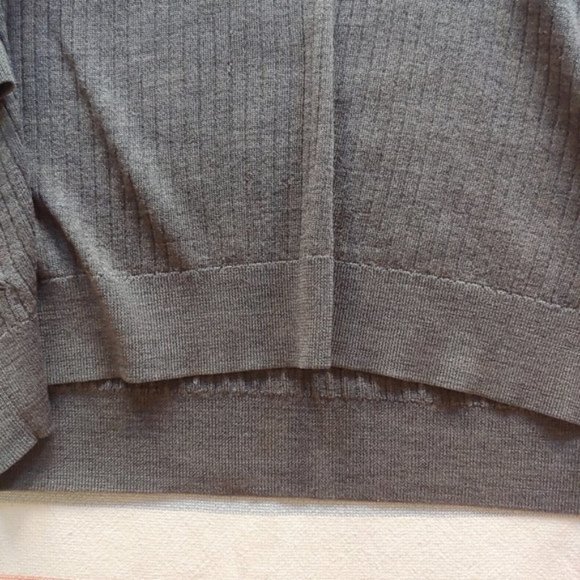 Uniqlo Merino Blend Ribbed V-Neck Sweater Gray - Picture 8 of 11